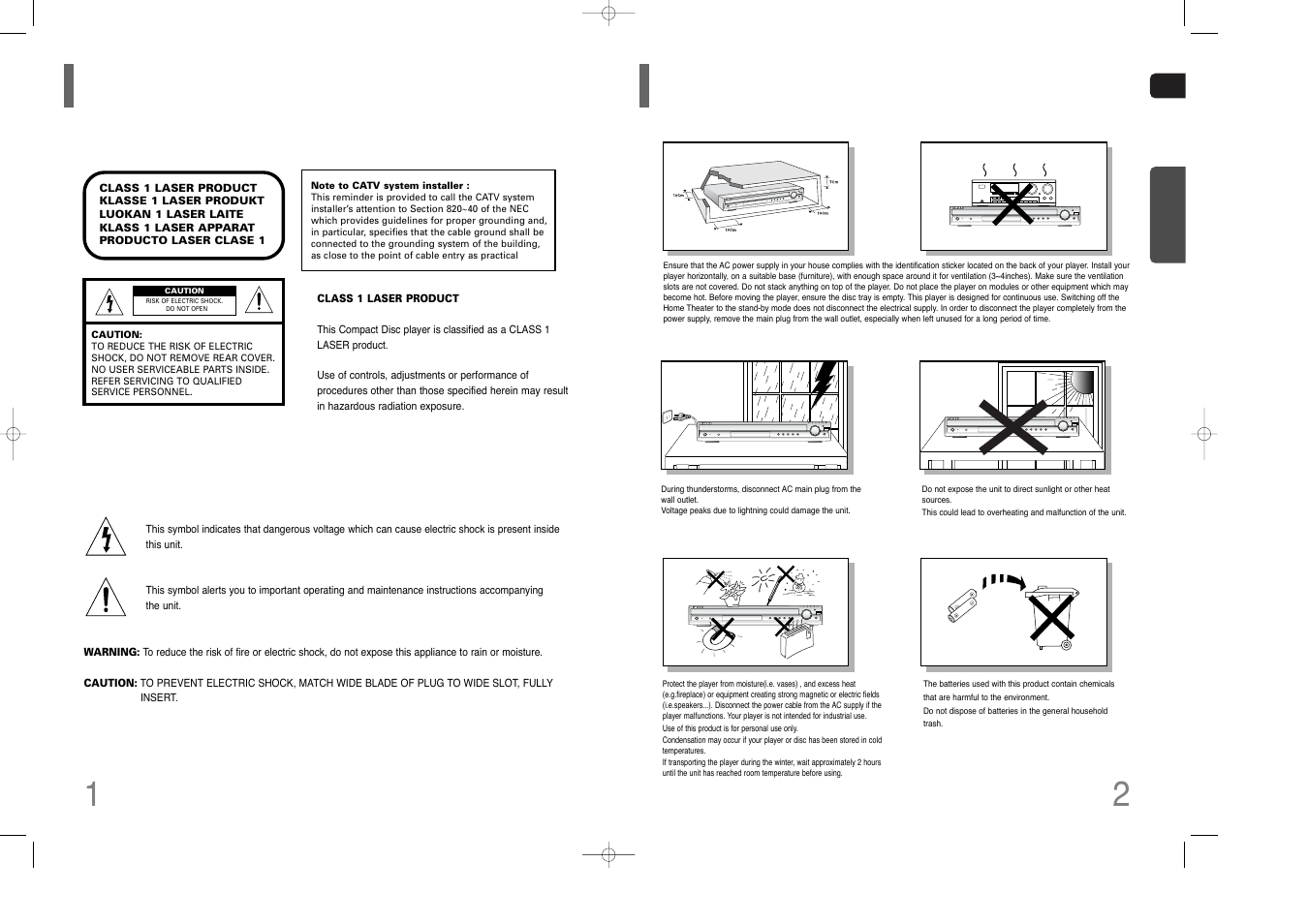 Safety warnings, Precautions, 12 safety warnings precautions | Phones | Samsung HT-Q70 User Manual | Page 2 / 43