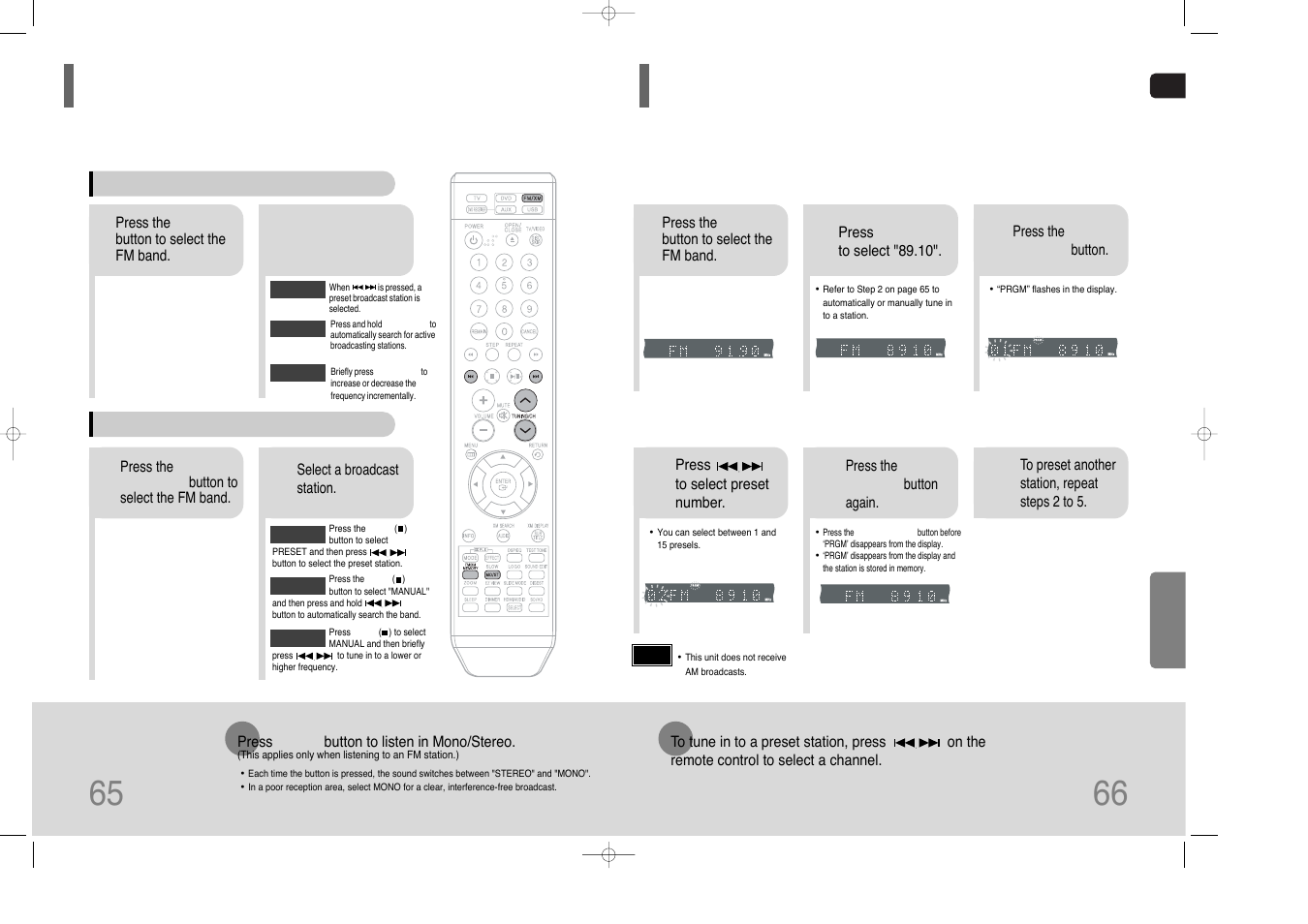 Listening to radio, Presetting stations, Presetting stations 65 | Samsung HT-Q70 User Manual | Page 34 / 43