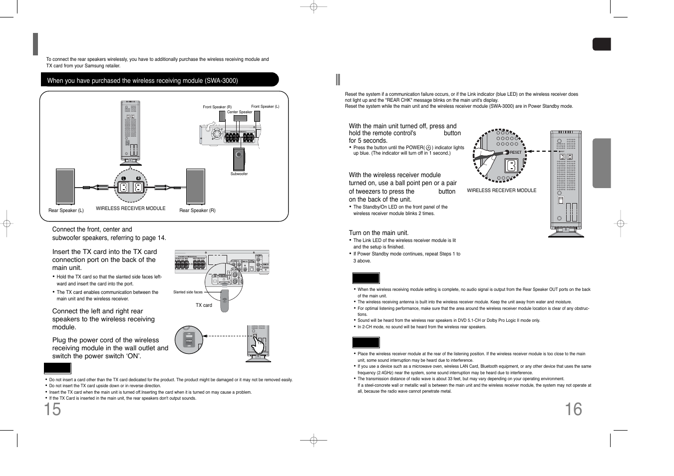 Resetting wireless communication | Samsung HT-Q70 User Manual | Page 9 / 43