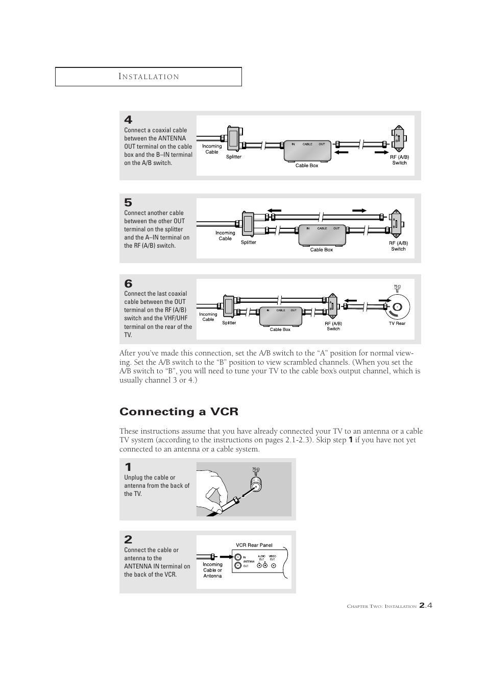 Connecting a vcr | Samsung CL21M6W User Manual | Page 17 / 54