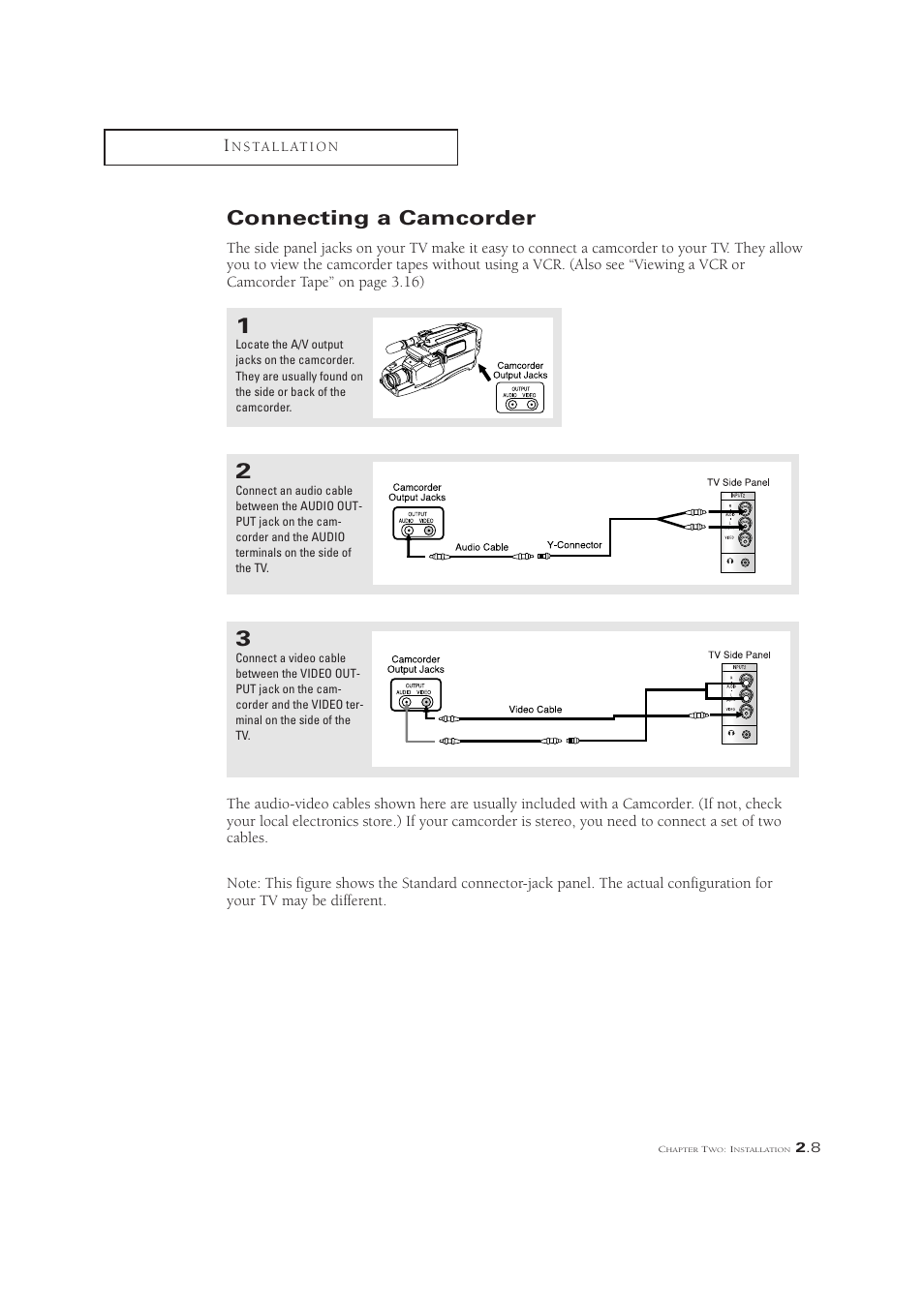 Connecting a camcorder | Samsung CL21M6W User Manual | Page 21 / 54