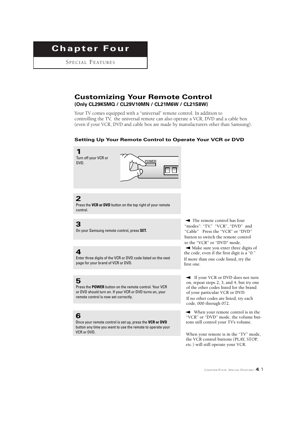 Customizing your remote control | Samsung CL21M6W User Manual | Page 39 / 54