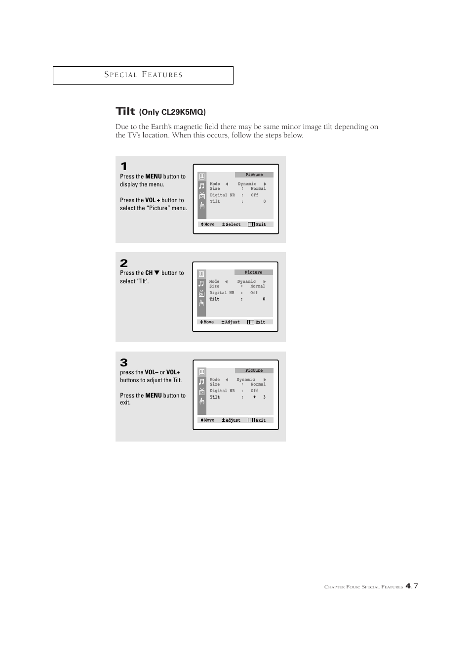 Tilt | Samsung CL21M6W User Manual | Page 45 / 54