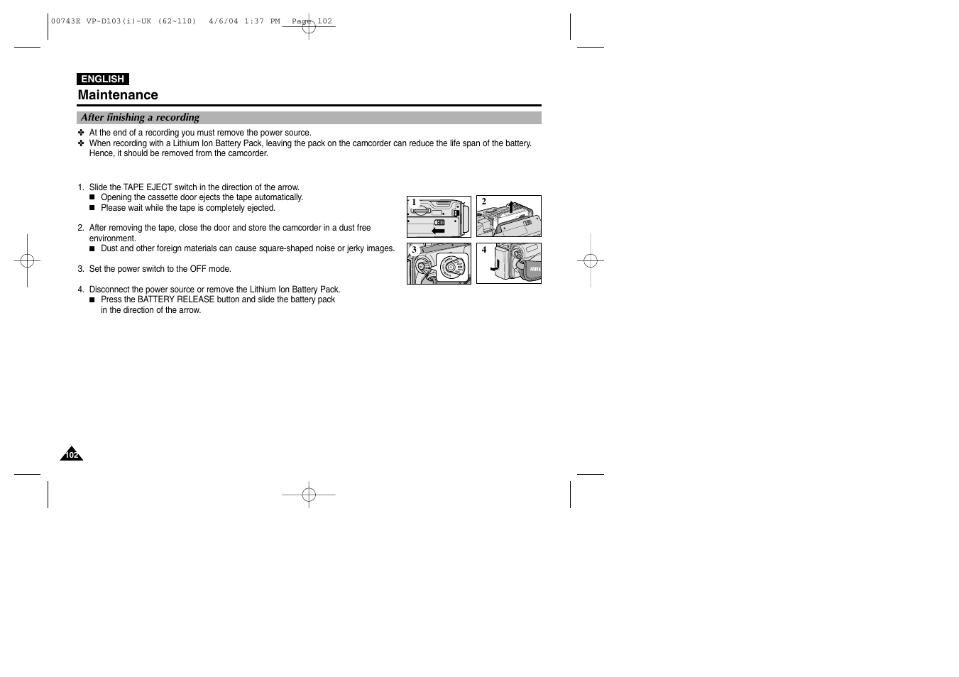 Maintenance | Samsung D103 User Manual | Page 102 / 114
