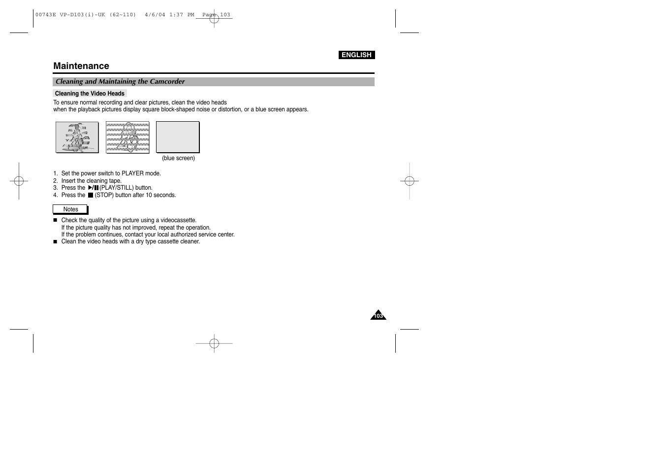 Maintenance | Samsung D103 User Manual | Page 103 / 114