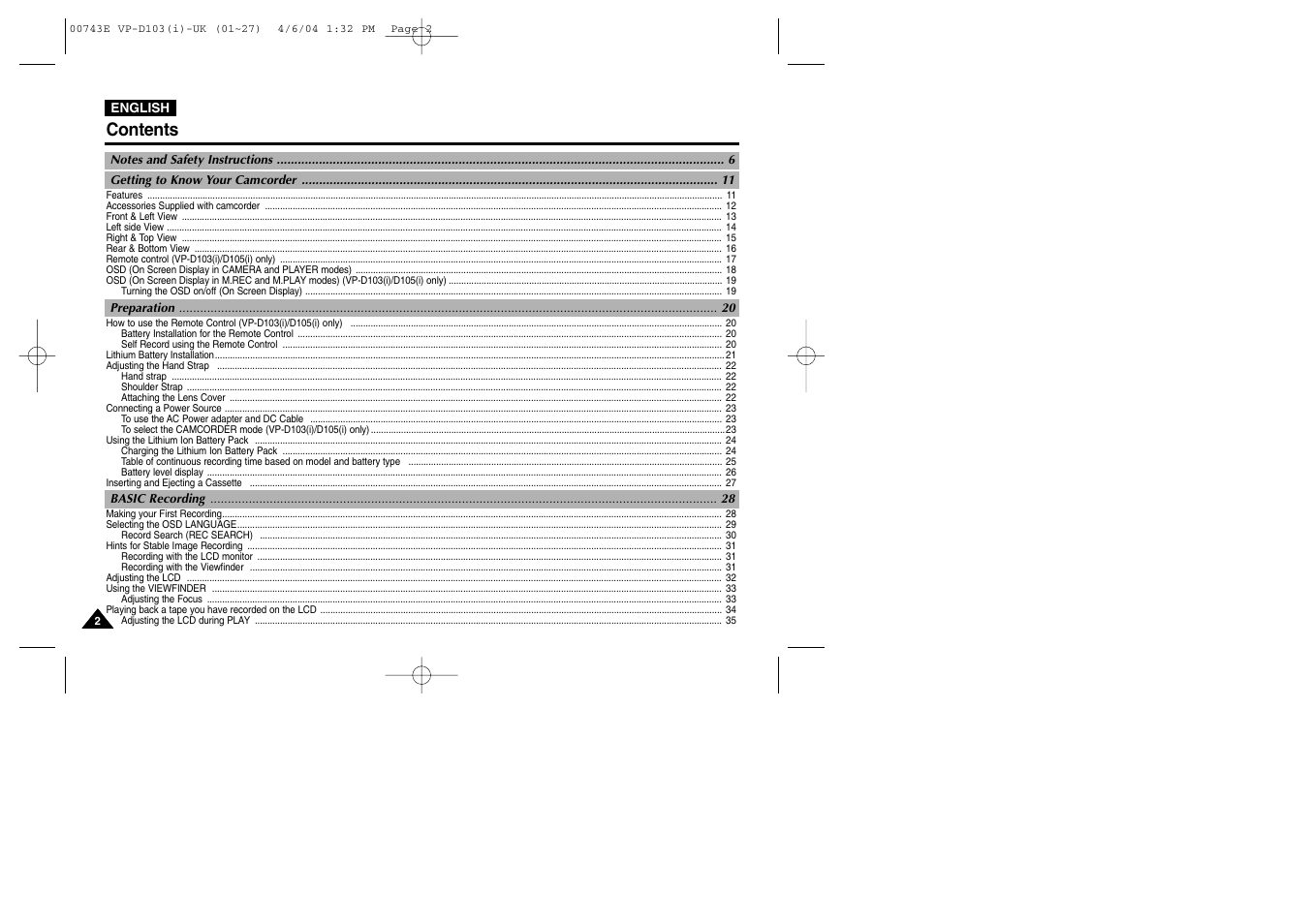 Samsung D103 User Manual | Page 2 / 114