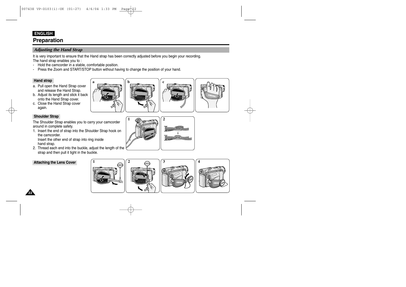 Preparation | Samsung D103 User Manual | Page 22 / 114