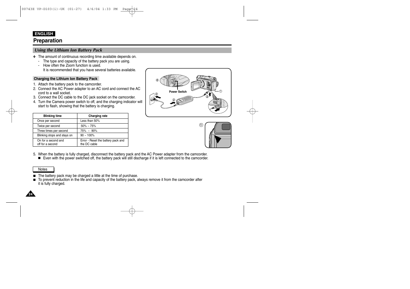Preparation | Samsung D103 User Manual | Page 24 / 114