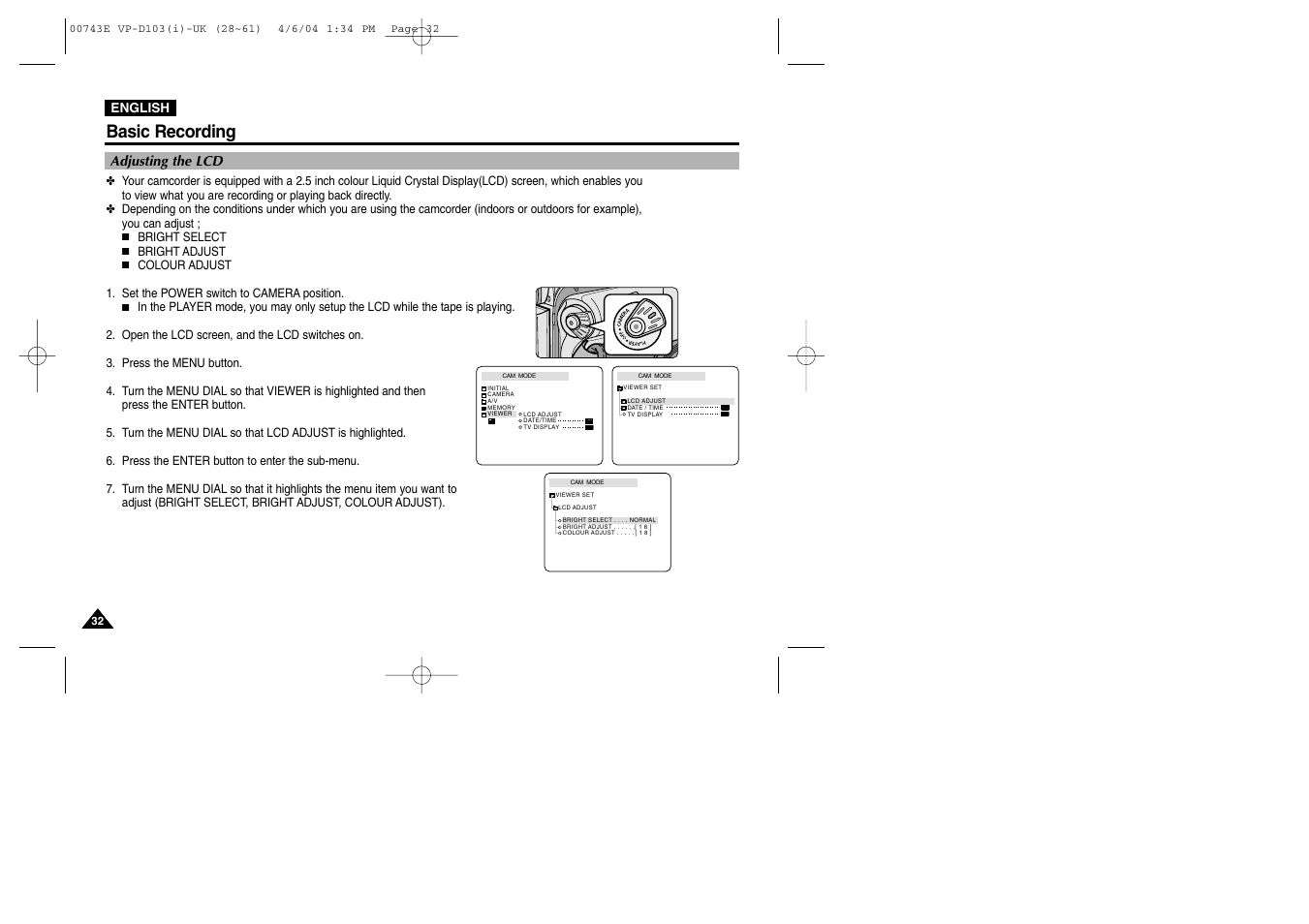 Basic recording | Samsung D103 User Manual | Page 32 / 114