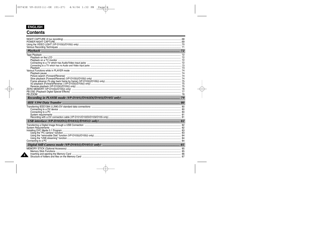 Samsung D103 User Manual | Page 4 / 114