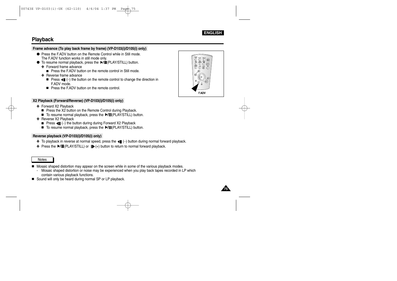 Playback | Samsung D103 User Manual | Page 75 / 114