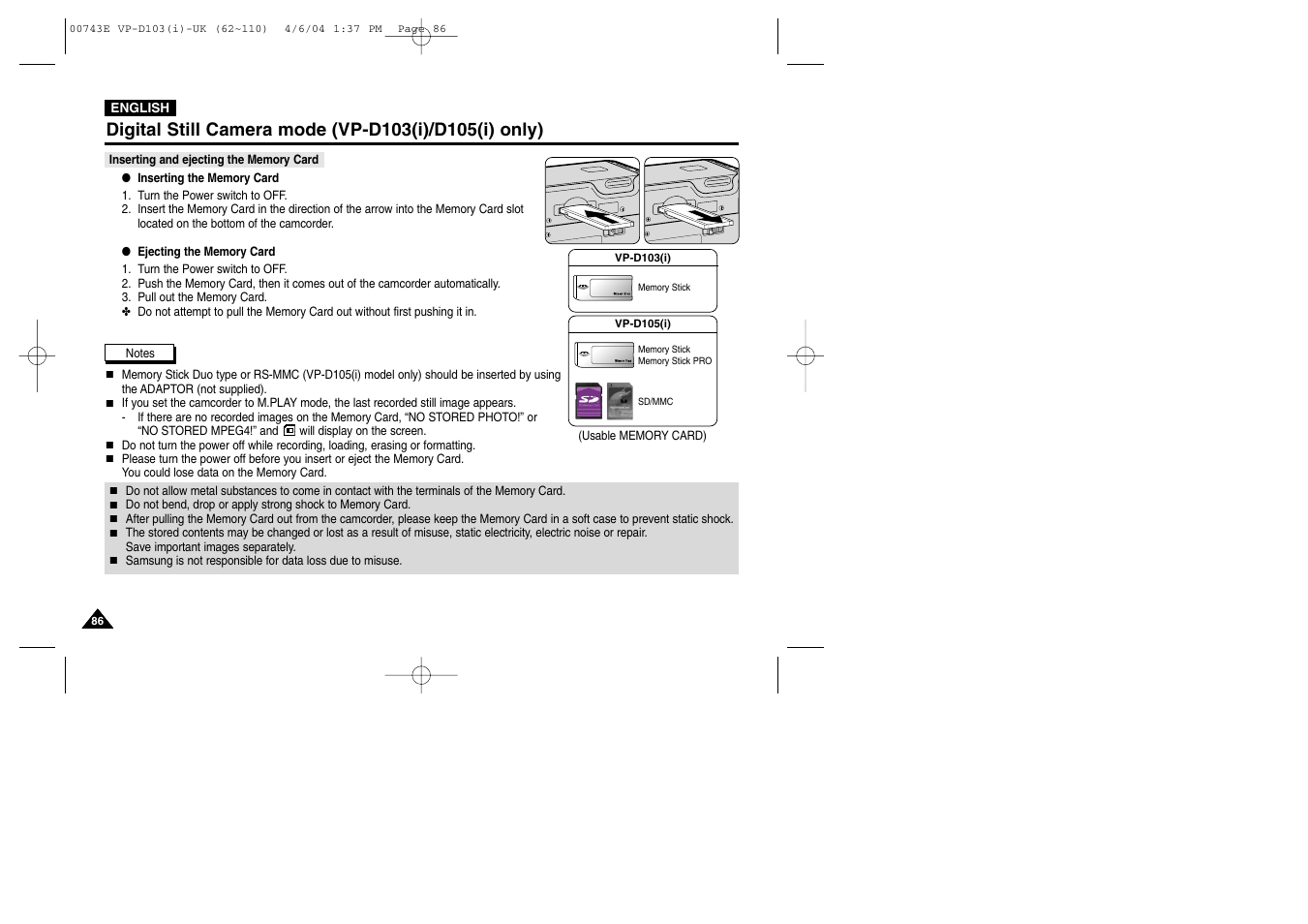 Samsung D103 User Manual | Page 86 / 114