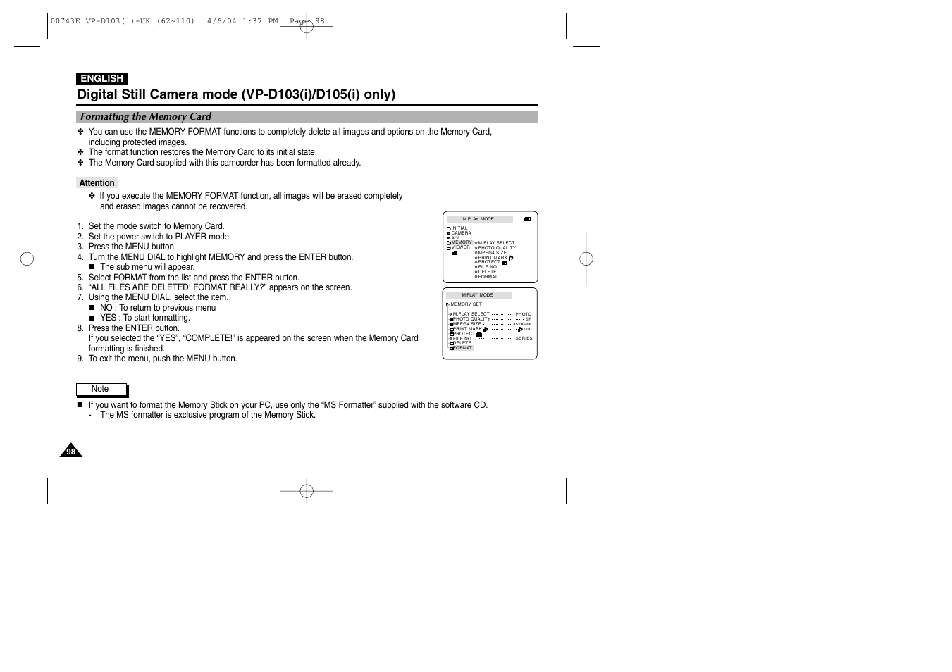 Samsung D103 User Manual | Page 98 / 114