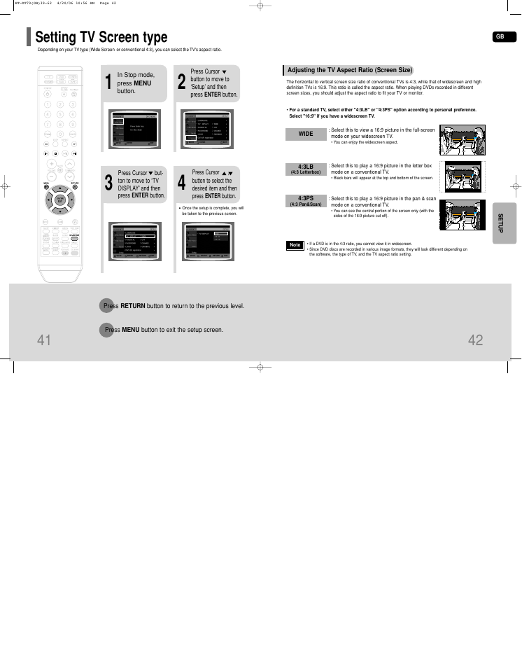 Setting tv screen type | Samsung HT-DT79 User Manual | Page 22 / 35