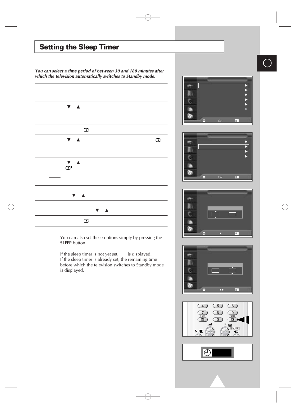 Setting the sleep timer | Samsung 4240 User Manual | Page 43 / 68