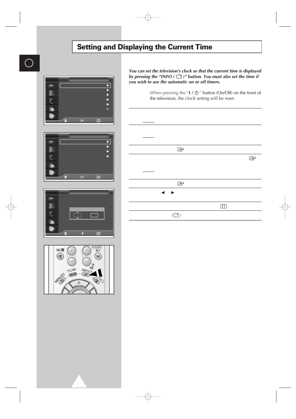 Setting and displaying the current time | Samsung 4240 User Manual | Page 44 / 68