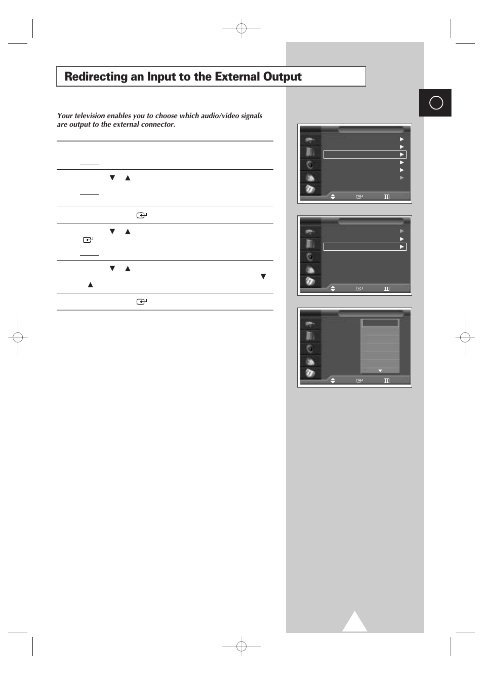 Redirecting an input to the external output | Samsung 4240 User Manual | Page 47 / 68