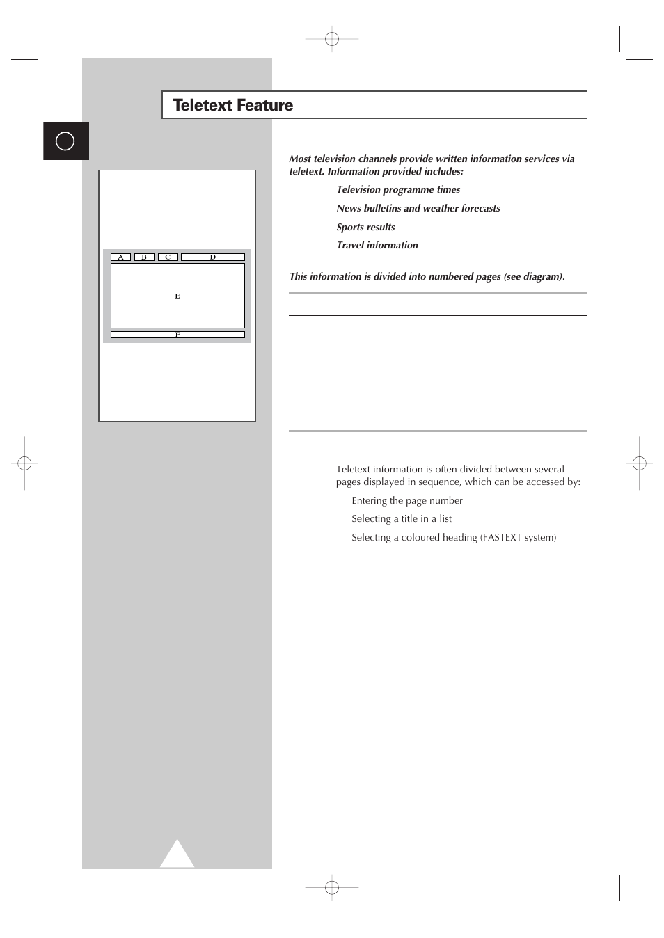 Using the teletext feature, Teletext feature | Samsung 4240 User Manual | Page 48 / 68