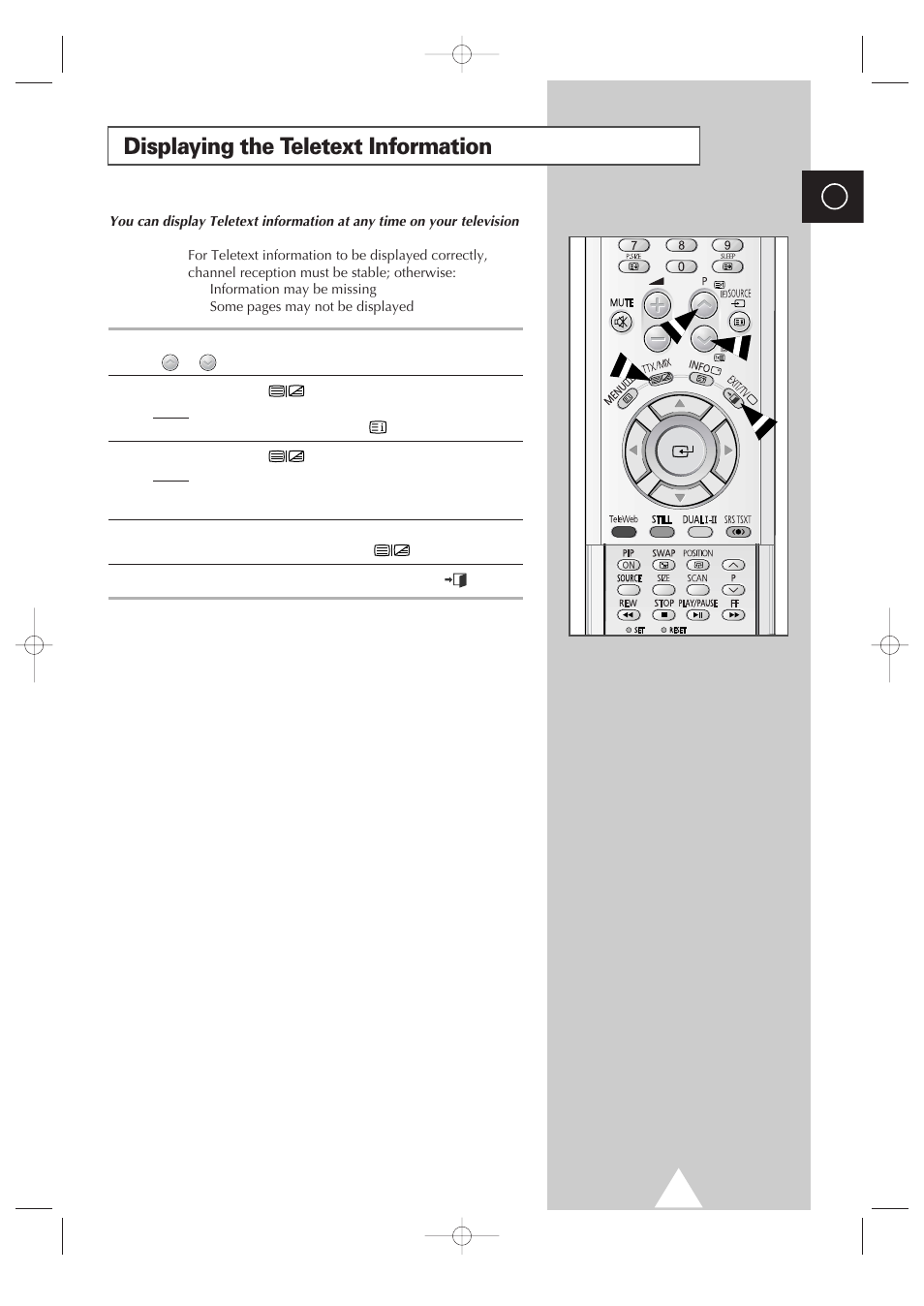 Displaying the teletext information | Samsung 4240 User Manual | Page 49 / 68