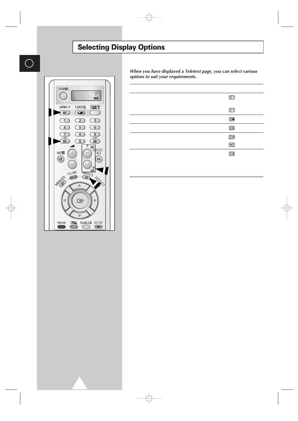 Selecting display options, Selecting display options tv | Samsung 4240 User Manual | Page 50 / 68