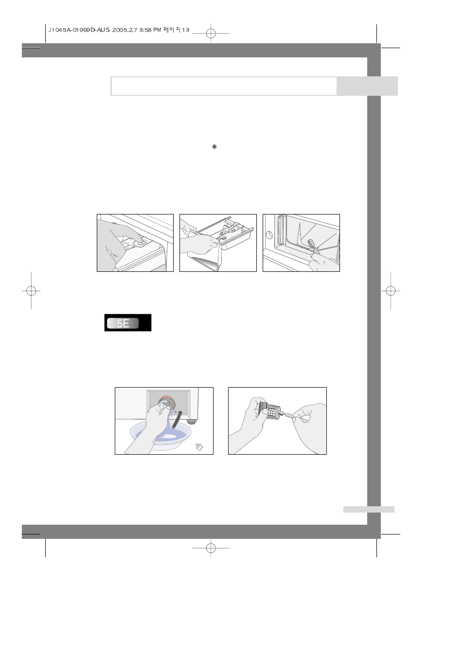 Maintaining the washing machine, Cleaning the detergent drawer and recess, Cleaning the debris filter | Samsung J1455 User Manual | Page 15 / 22