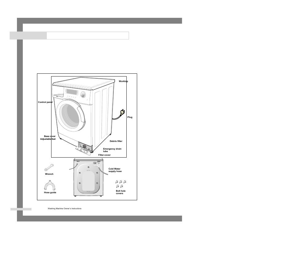 Installing the washing machine, Unpacking the washing machine, Overview of the washing machine | Samsung J1455 User Manual | Page 2 / 22