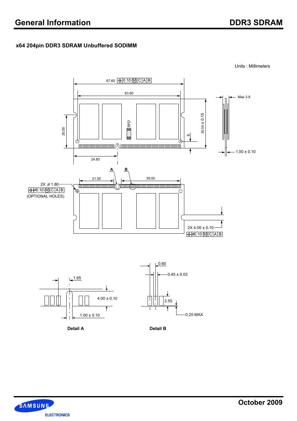 X64 204pin ddr3 sdram unbuffered sodimm, General information ddr3 sdram, October 2009 | Samsung DDR3 User Manual | Page 18 / 21