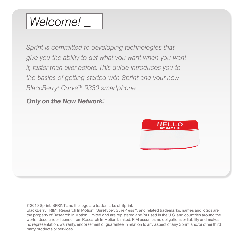 Welcome, Curve™ 9330 smartphone. only on the now network | Samsung CURVE 9330 User Manual | Page 2 / 12