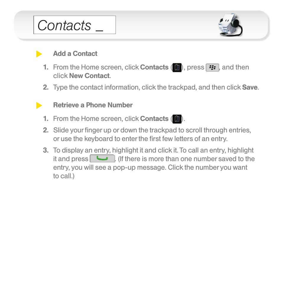 Contacts | Samsung CURVE 9330 User Manual | Page 8 / 12