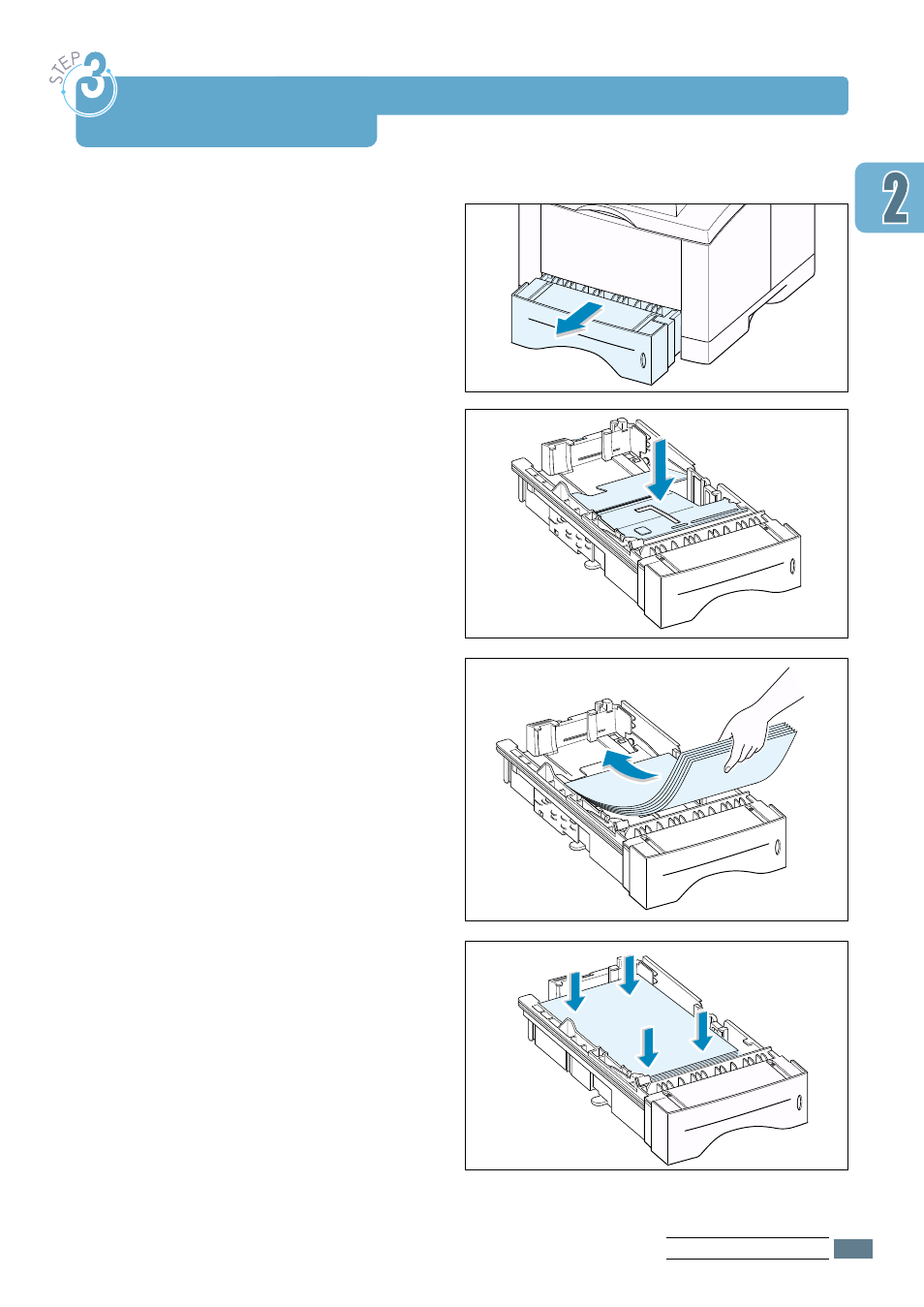 Load paper, Step 3, Step 3 : load paper | Samsung ML-1651N User Manual | Page 22 / 179