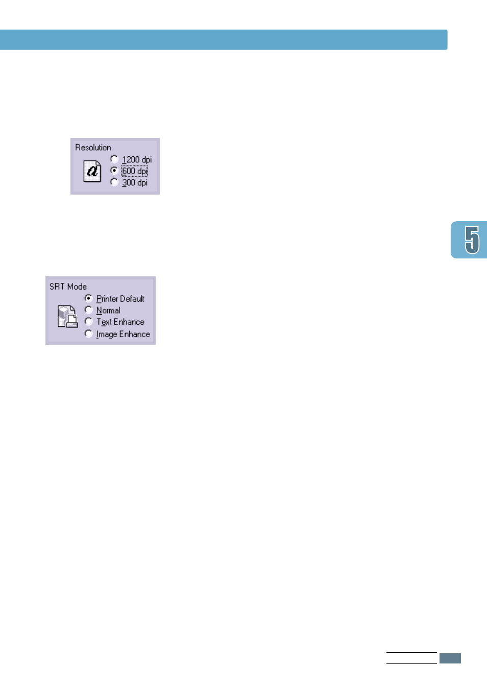 Resolution srt mode, Setting graphic properties | Samsung ML-1651N User Manual | Page 76 / 179