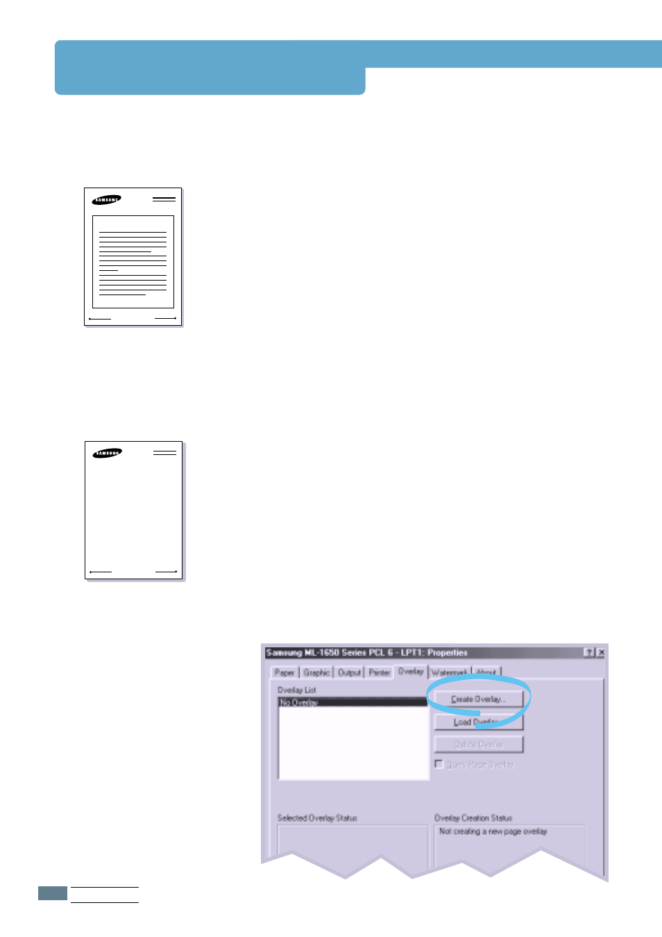 Using page overlay, What is an overlay, Creating a new page overlay | Samsung ML-1651N User Manual | Page 81 / 179