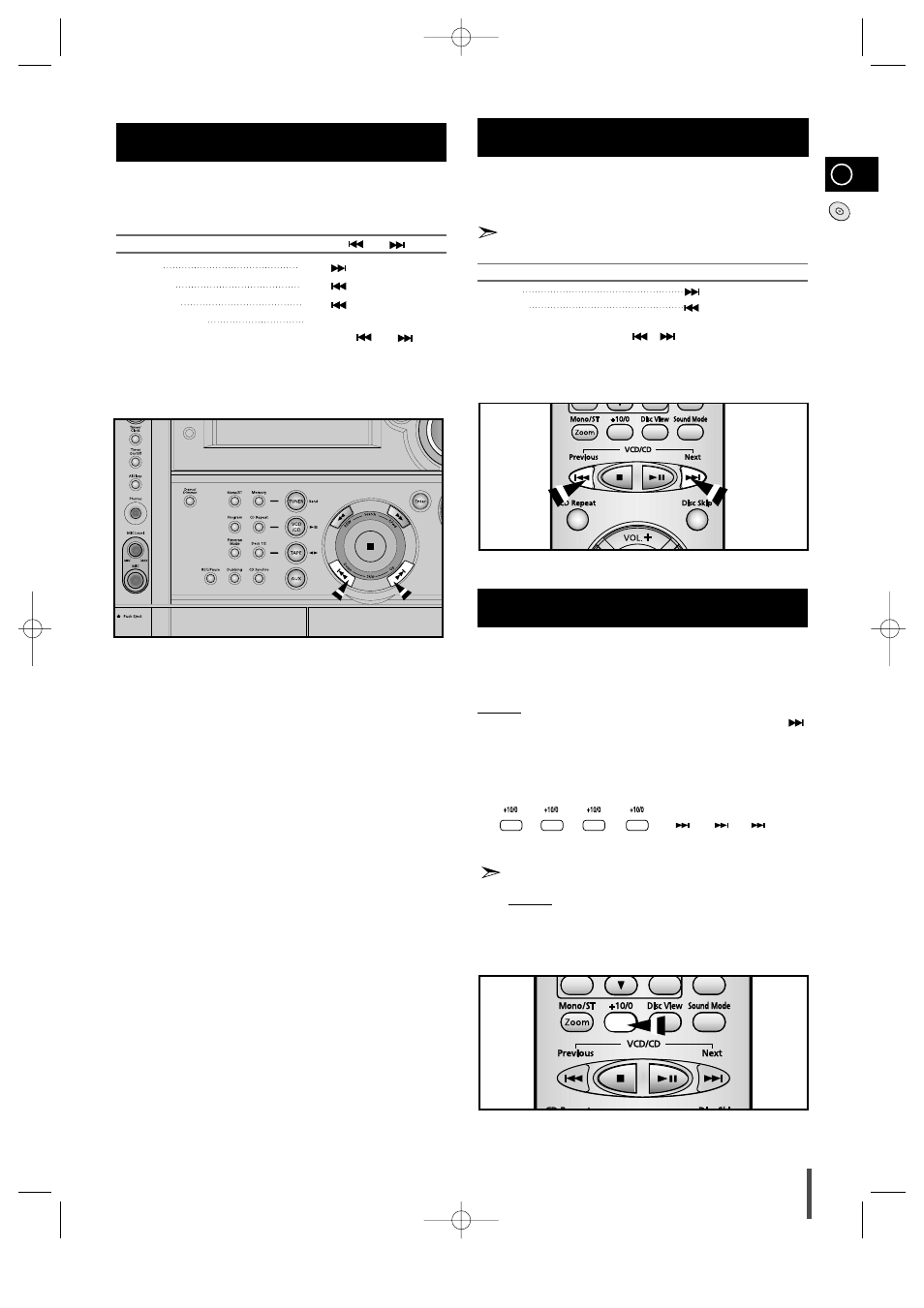 Selecting a track, Searching for a specific music passage on a cd, Function to skip through 10 tracks at a time | Samsung MAX-VS530 User Manual | Page 13 / 28