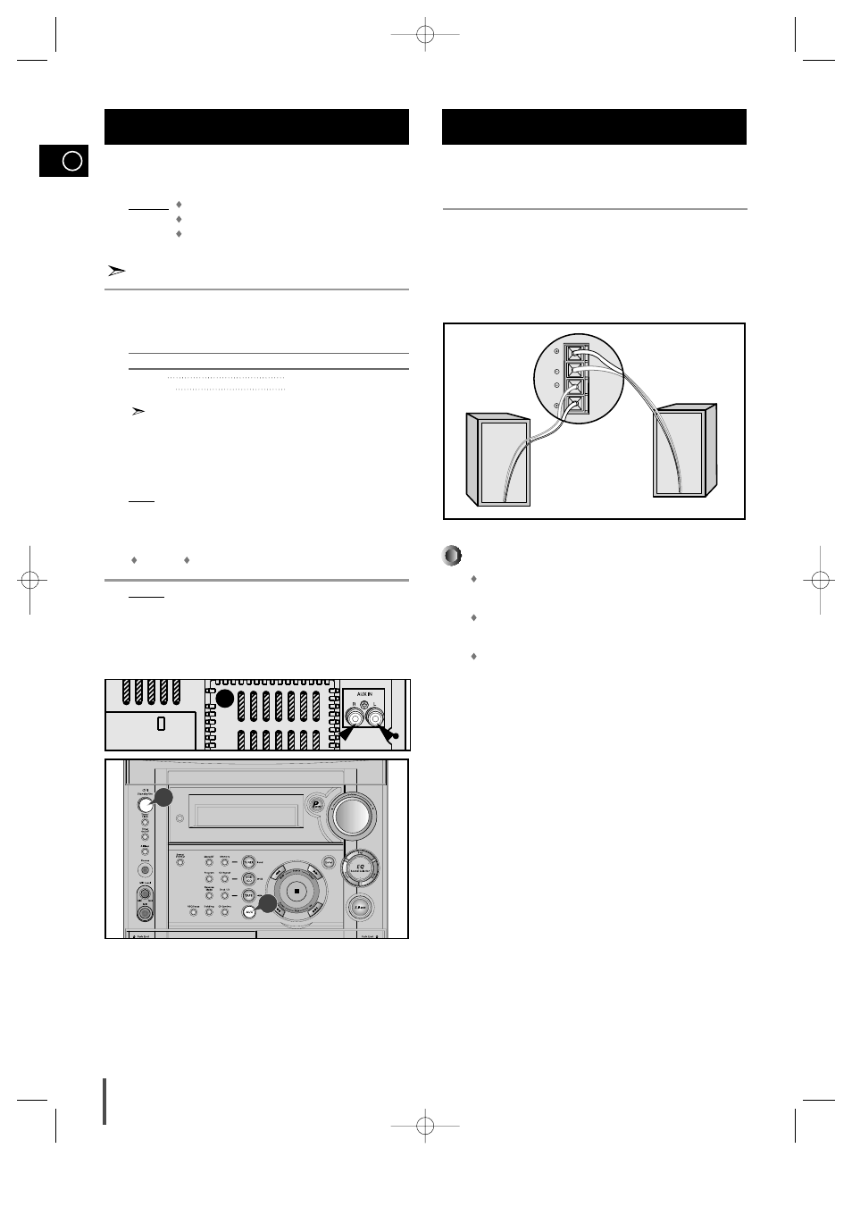 Connecting to an external source, Connecting the loudspeakers, Connecting the loudspeakers 1 2 3 | Samsung MAX-VS530 User Manual | Page 8 / 28