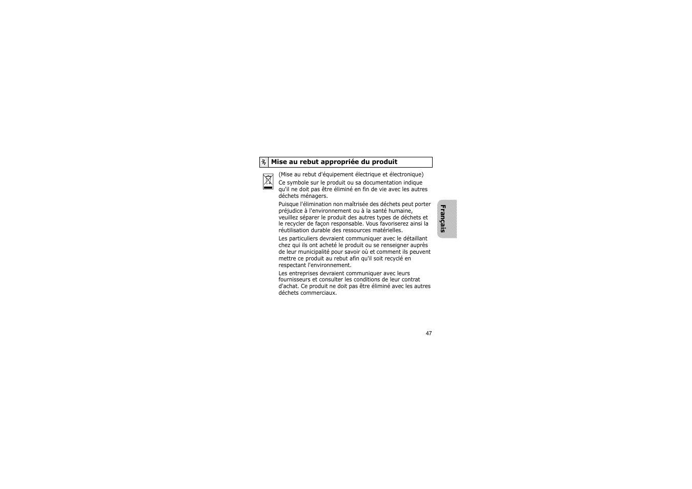 Mise au rebut appropriée du produit | Samsung A3LSBH600 User Manual | Page 50 / 99