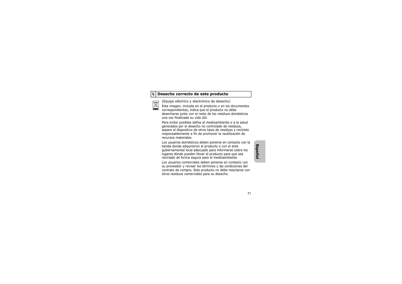 Desecho correcto de este producto | Samsung A3LSBH600 User Manual | Page 74 / 99
