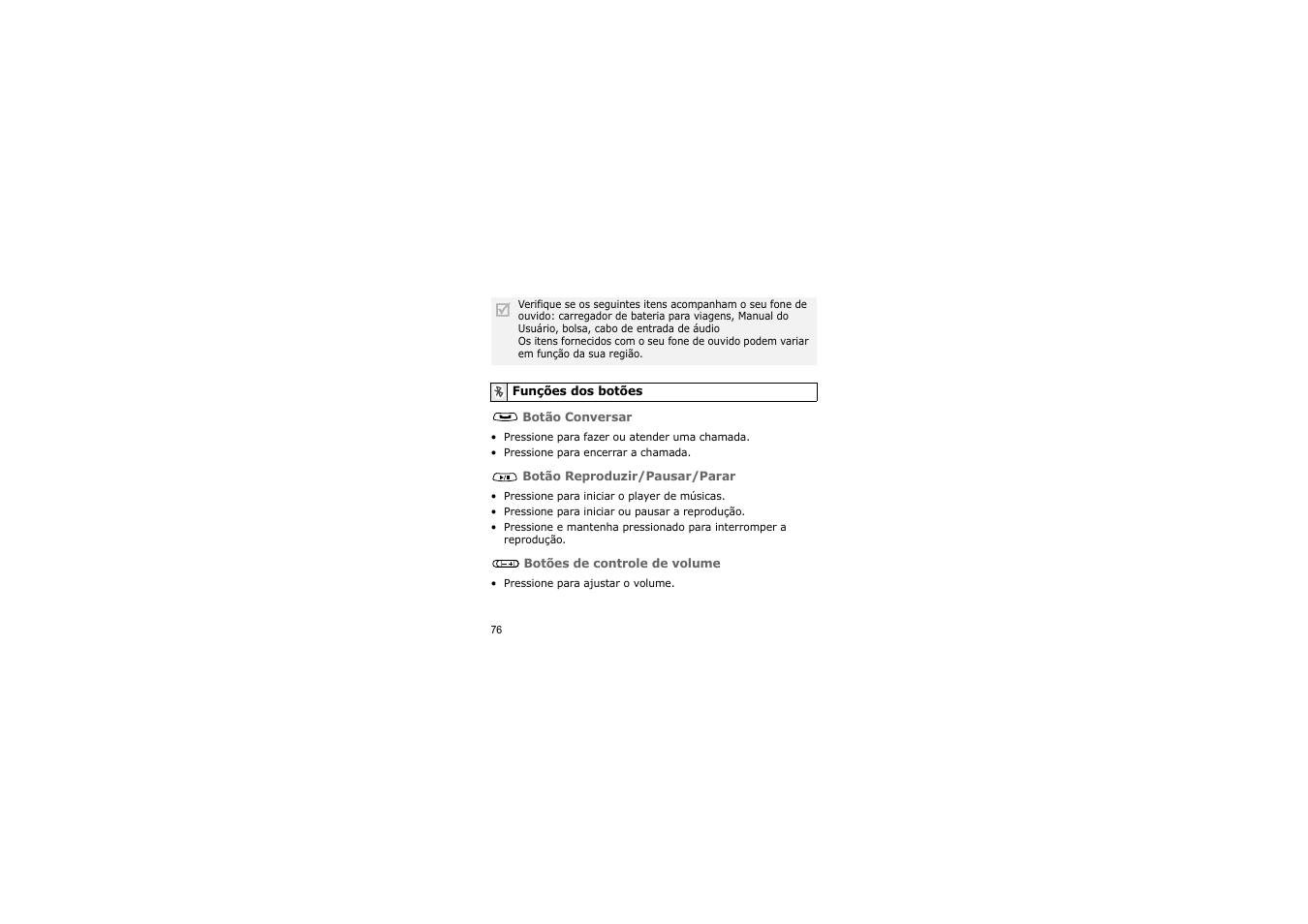 Funções dos botões | Samsung A3LSBH600 User Manual | Page 79 / 99