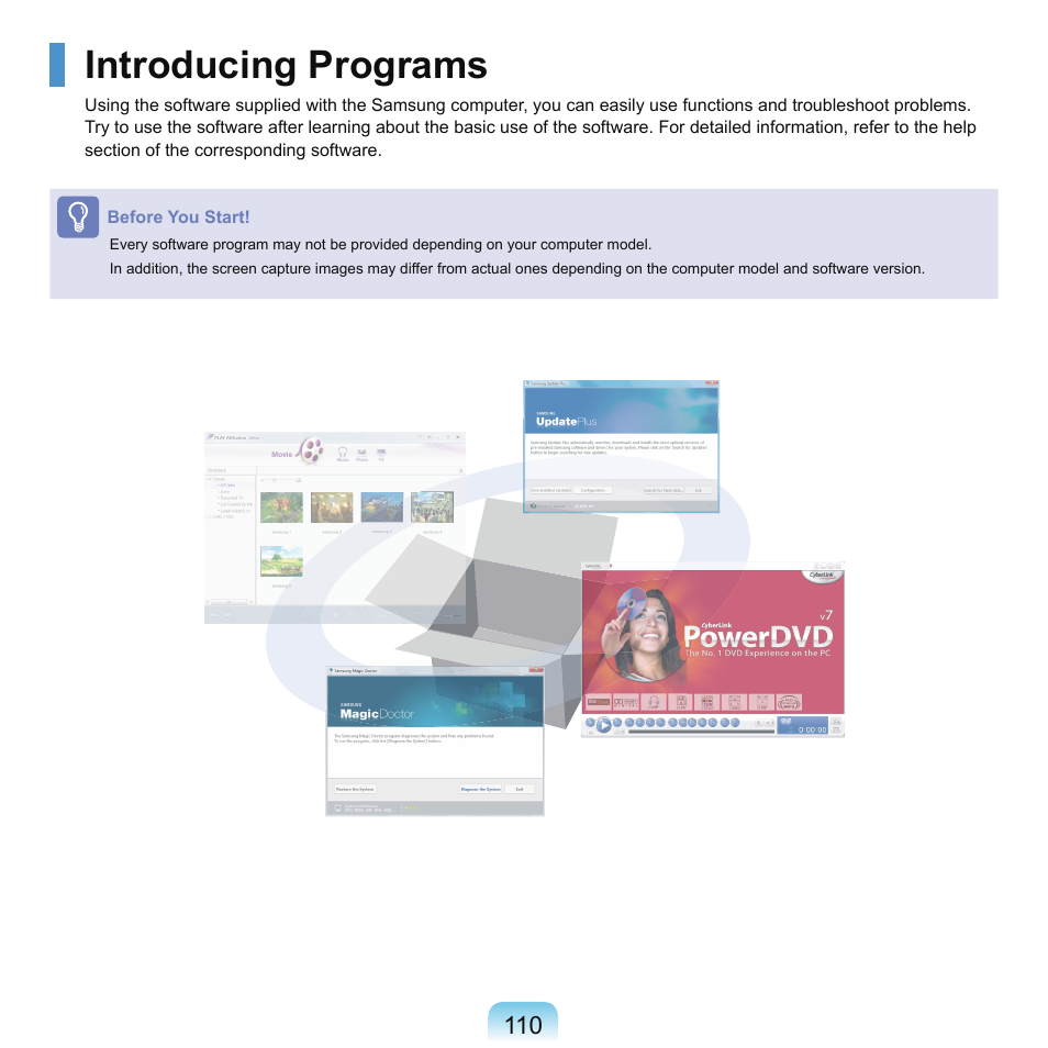 Introducing programs | Samsung M60 User Manual | Page 111 / 201