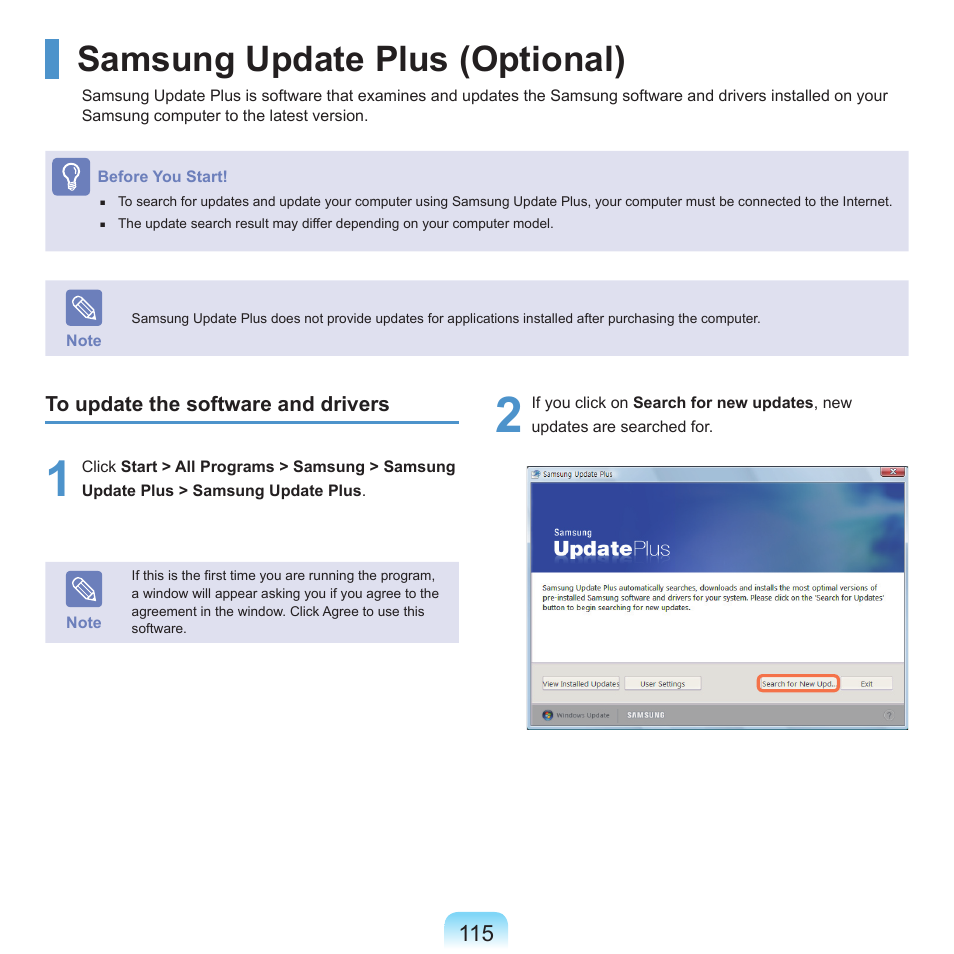 Samsung update plus (optional) | Samsung M60 User Manual | Page 116 / 201