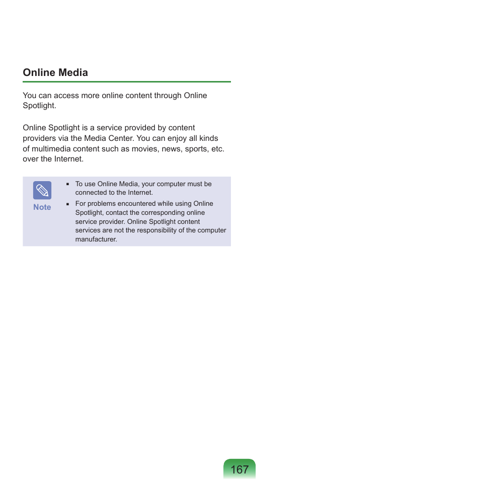 Online media | Samsung M60 User Manual | Page 168 / 201