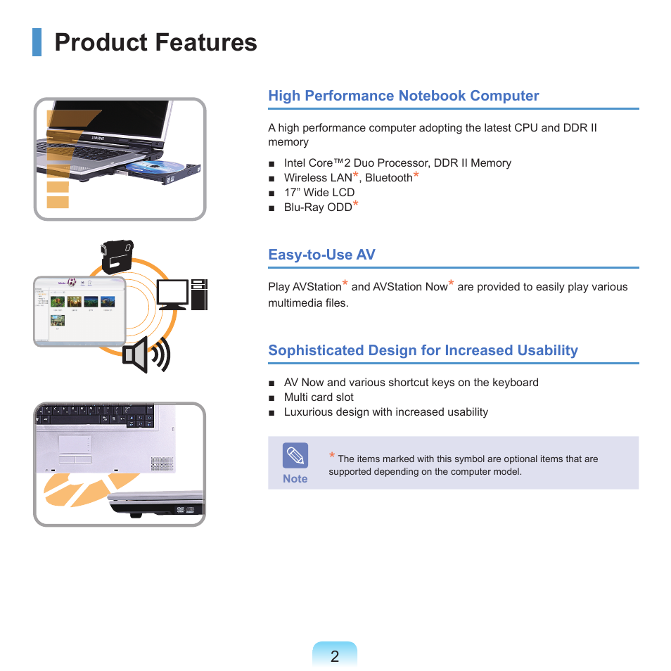 Product features | Samsung M60 User Manual | Page 3 / 201