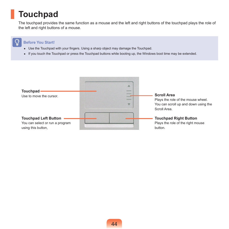 Touchpad | Samsung M60 User Manual | Page 45 / 201