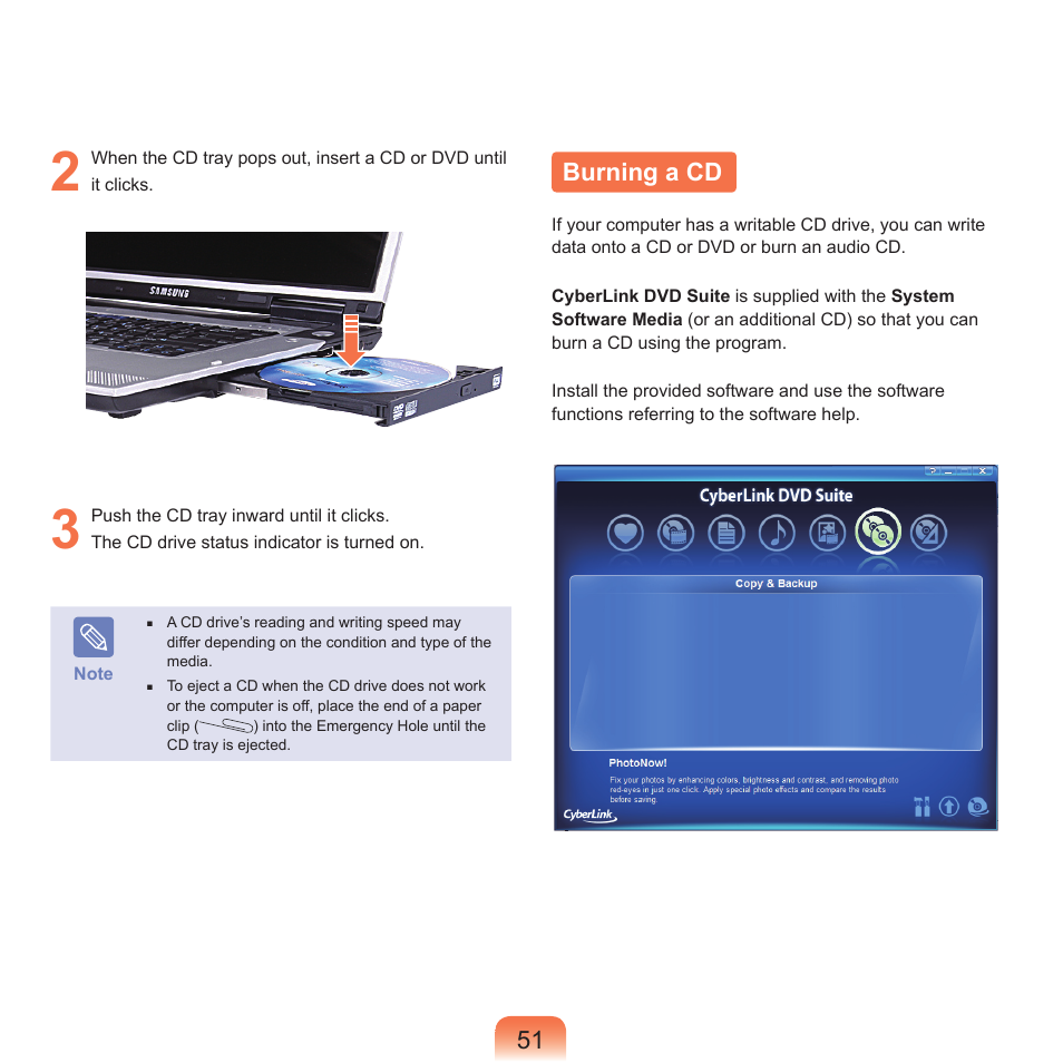 Burning a cd | Samsung M60 User Manual | Page 52 / 201