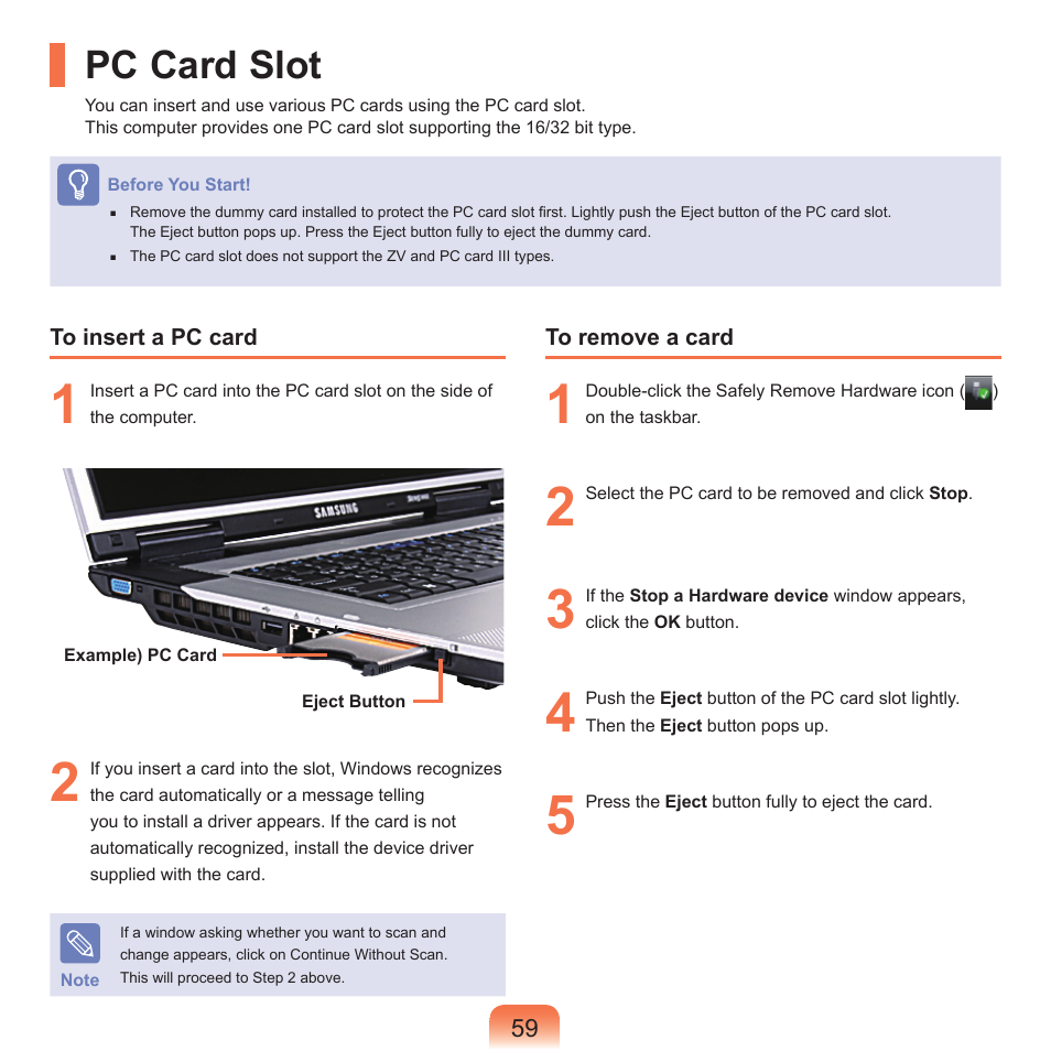 Pc card slot | Samsung M60 User Manual | Page 60 / 201