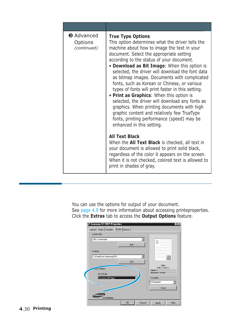 Using output options | Samsung SF-555P User Manual | Page 123 / 175