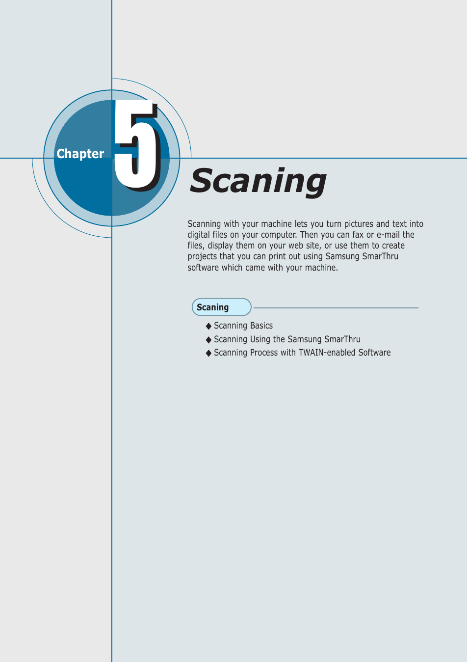 Scanning, Scaning | Samsung SF-555P User Manual | Page 127 / 175