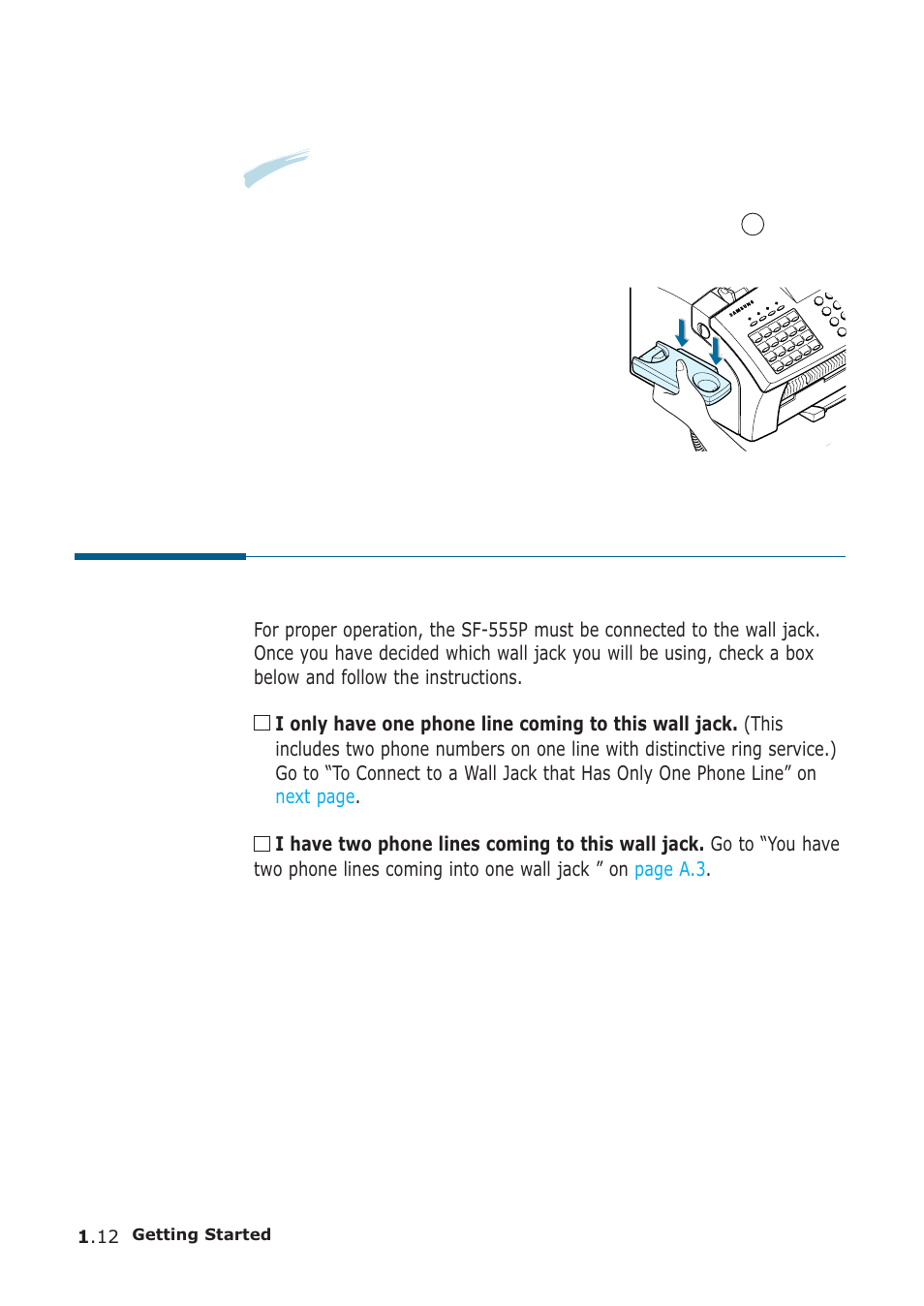 Connecting to the phone line | Samsung SF-555P User Manual | Page 23 / 175