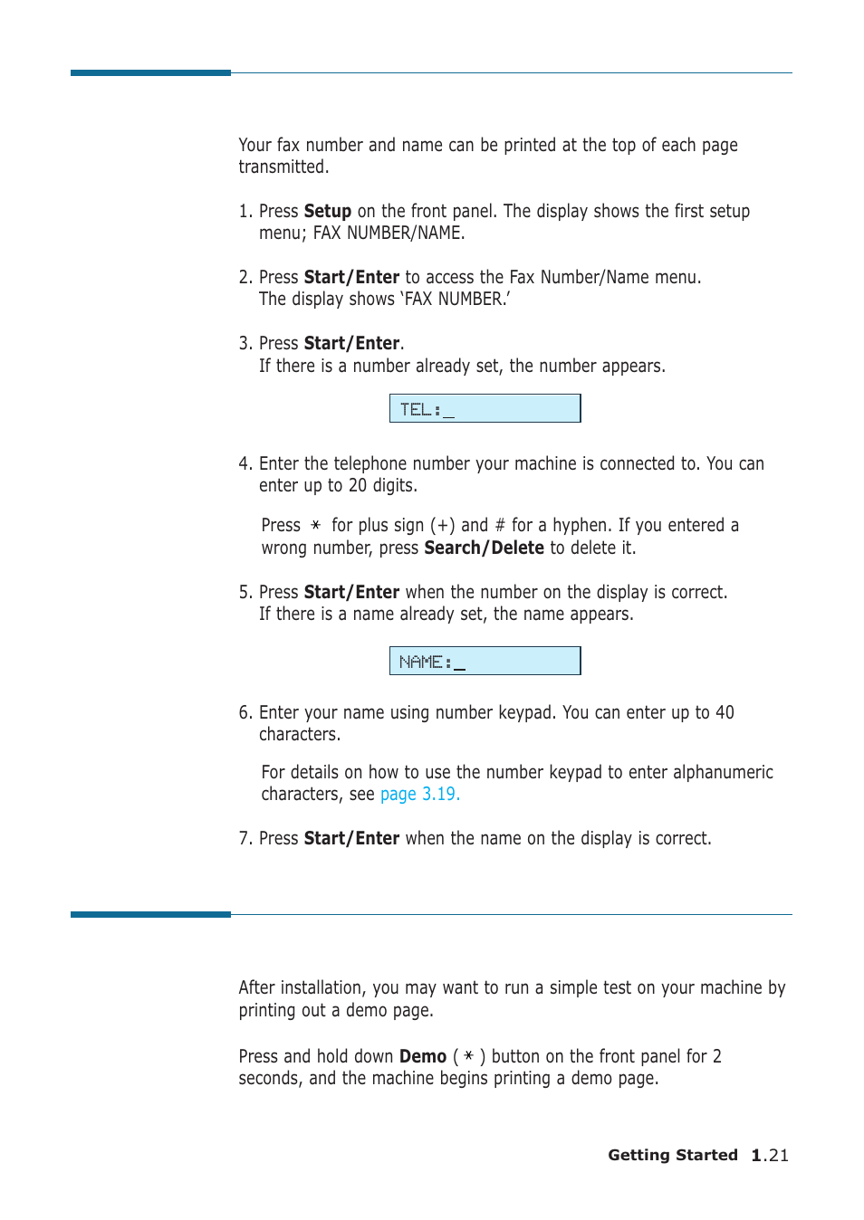 Setting your fax number and name, Testing the machine | Samsung SF-555P User Manual | Page 32 / 175