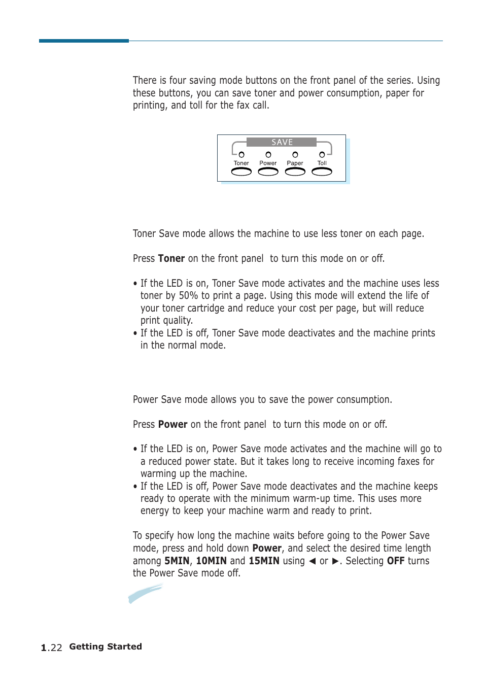 Using save modes | Samsung SF-555P User Manual | Page 33 / 175