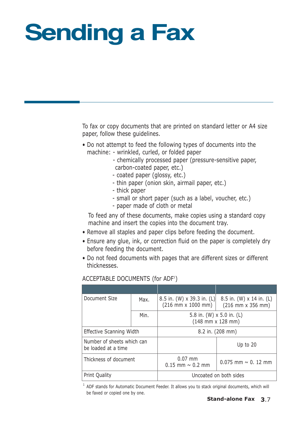 Sending a fax, Preparing documents for faxing or copying | Samsung SF-555P User Manual | Page 56 / 175